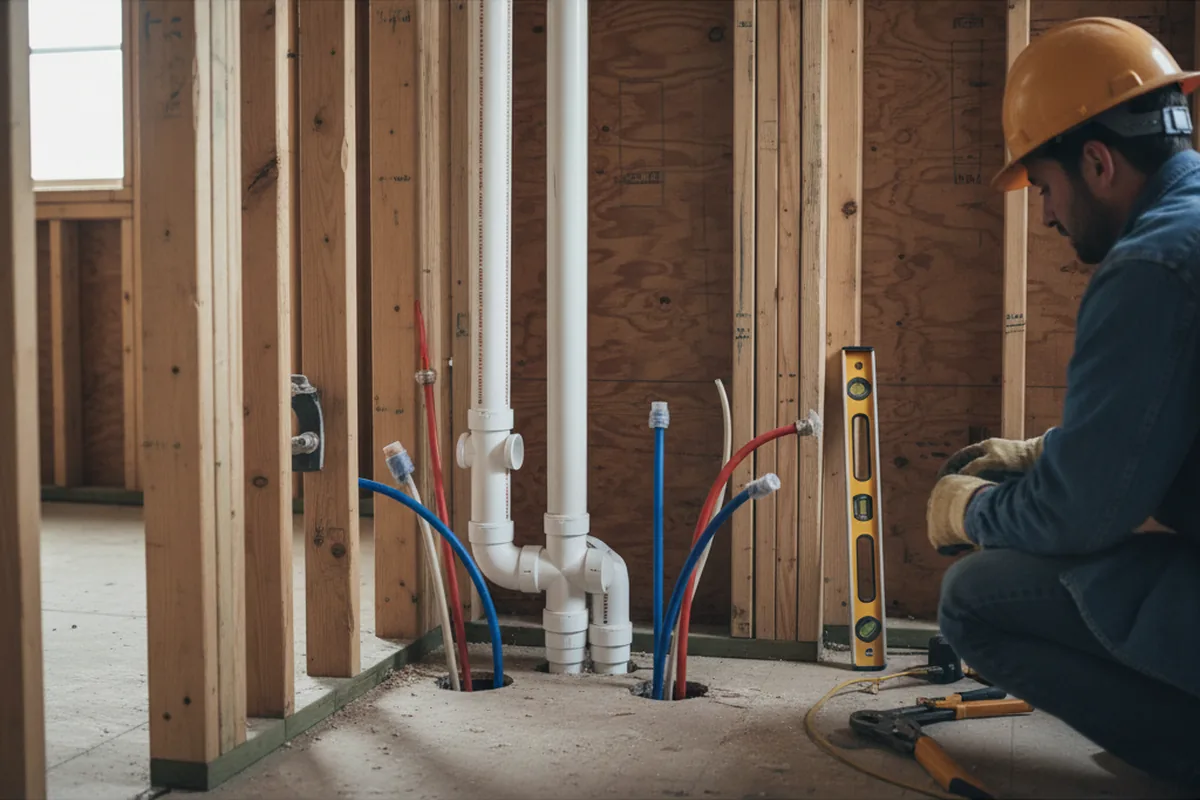 Drain and supply rough-in during Leak Detection in Pinsonfork