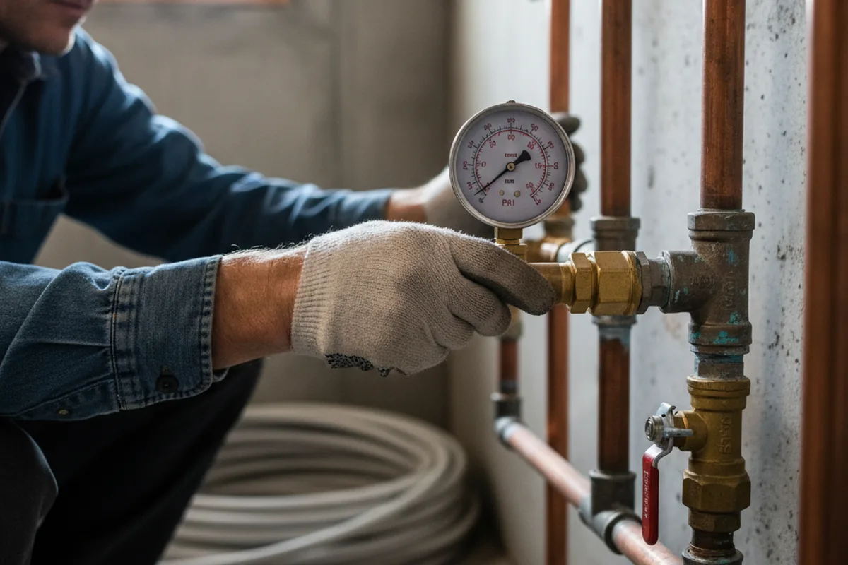 Pressure testing a repaired line during Water Line Repair in Pinsonfork